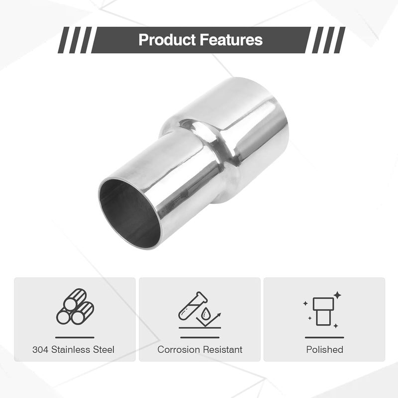 GESEXI Exhaust Adapter Connector 1.5"ID to 2"ID，Exhaust Adapter Total Length 4 "Stainless Steel Polished. - Image 3